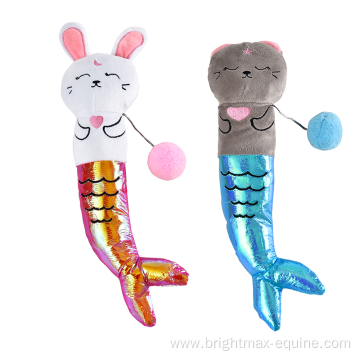 Multifunctional Kitty Chew Hug Gift Mermaid Plush Soft Cat Toys With Hanging Ball